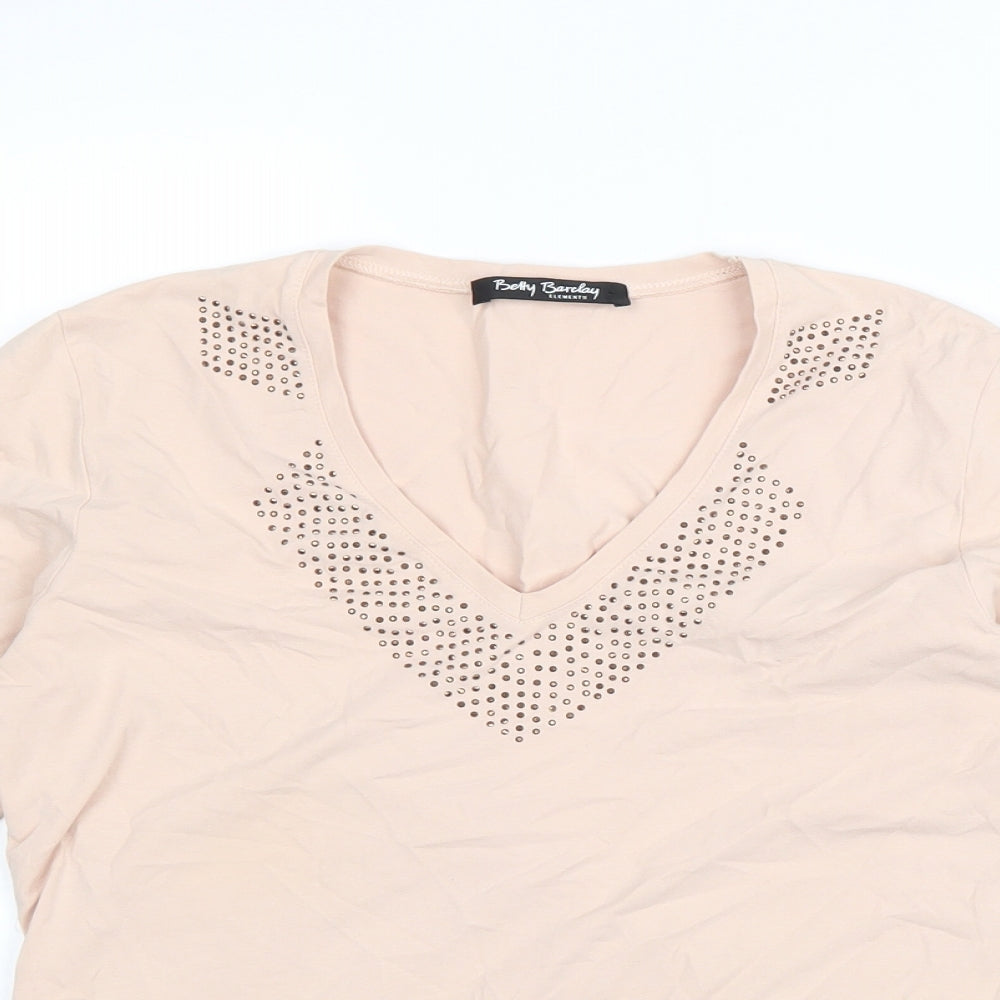 Betty Barclay Womens Pink Cotton Basic Blouse Size 8 V-Neck
