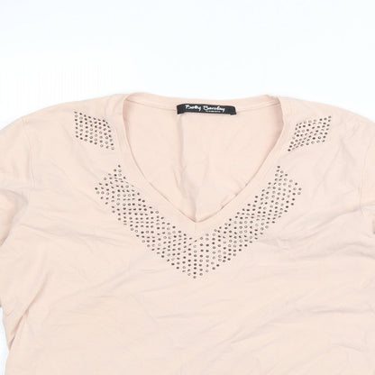Betty Barclay Womens Pink Cotton Basic Blouse Size 8 V-Neck
