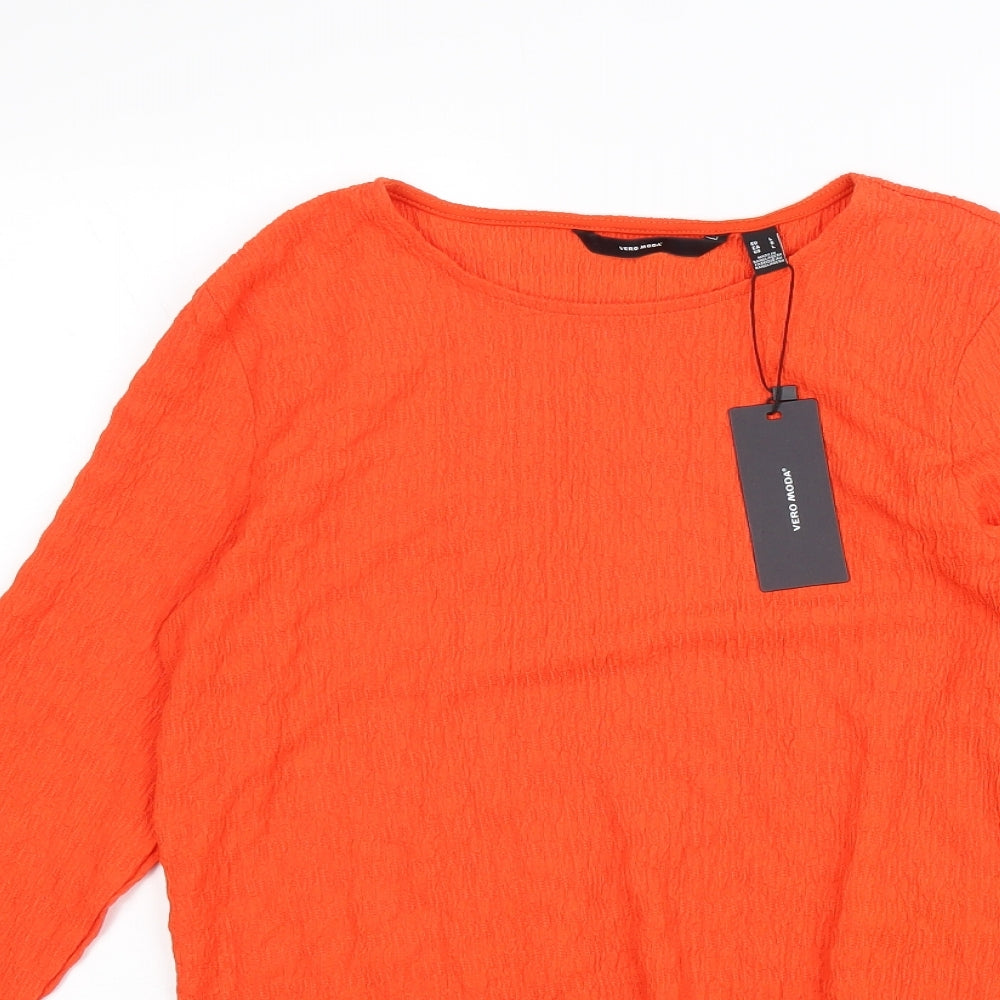Womens UK Size L Vera Moda Orange Cropped Blouse