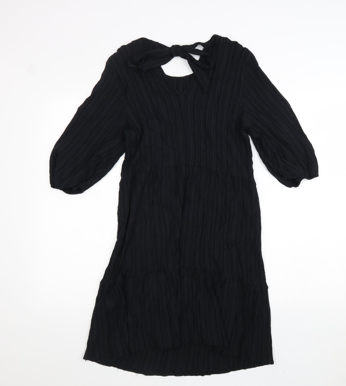 George Womens Black Viscose A-Line Size 10 Round Neck Tie