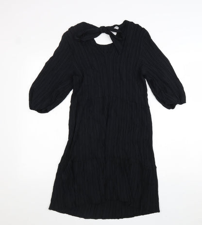 George Womens Black Viscose A-Line Size 10 Round Neck Tie