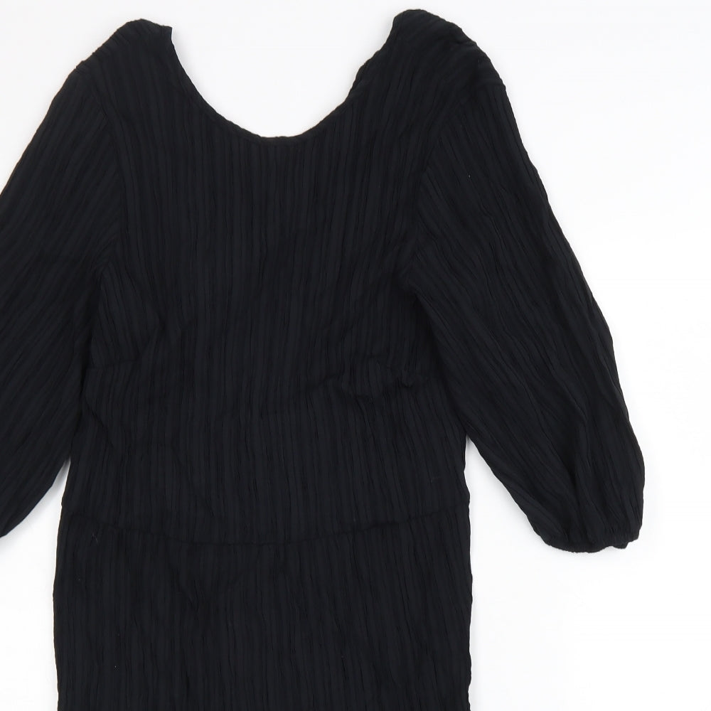 George Womens Black Viscose A-Line Size 10 Round Neck Tie