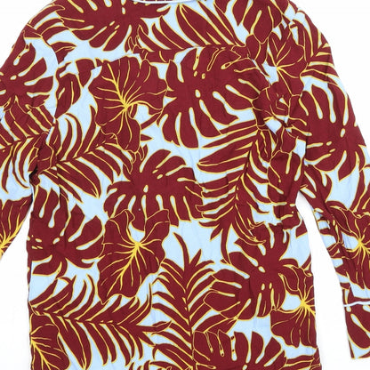 H&M Womens Brown Floral Viscose Basic Button-Up Size 6 Collared