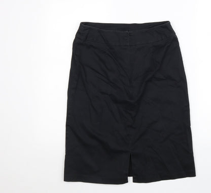 George Womens Black Cotton Straight & Pencil Skirt Size 12 Zip