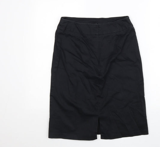 George Womens Black Cotton Straight & Pencil Skirt Size 12 Zip