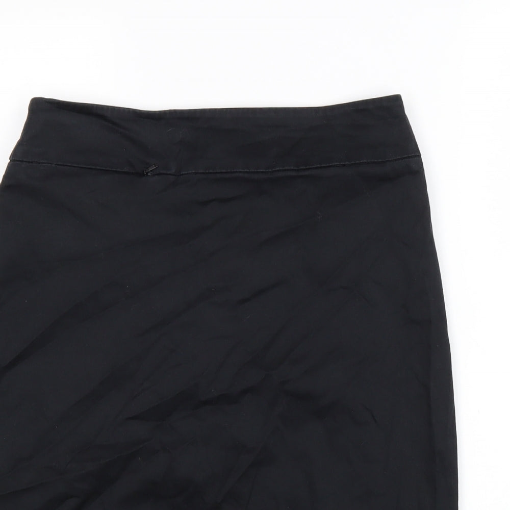 George Womens Black Cotton Straight & Pencil Skirt Size 12 Zip