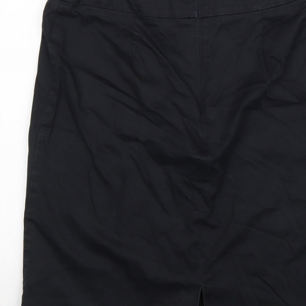 George Womens Black Cotton Straight & Pencil Skirt Size 12 Zip