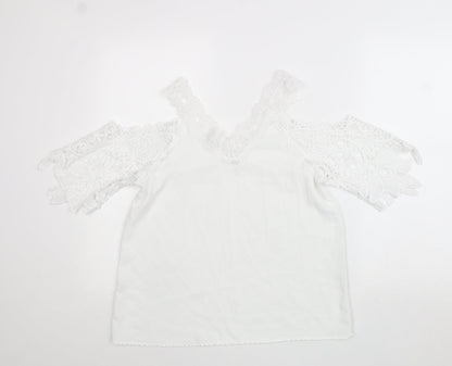 Womens UK Size S Preworn White Basic Blouse