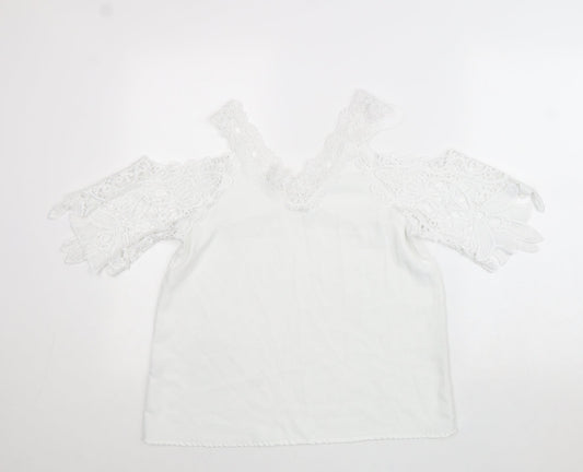 Womens UK Size S Preworn White Basic Blouse