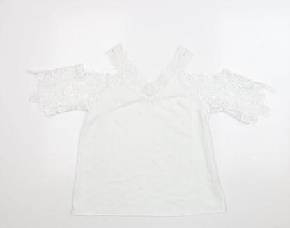 Womens UK Size S Preworn White Basic Blouse