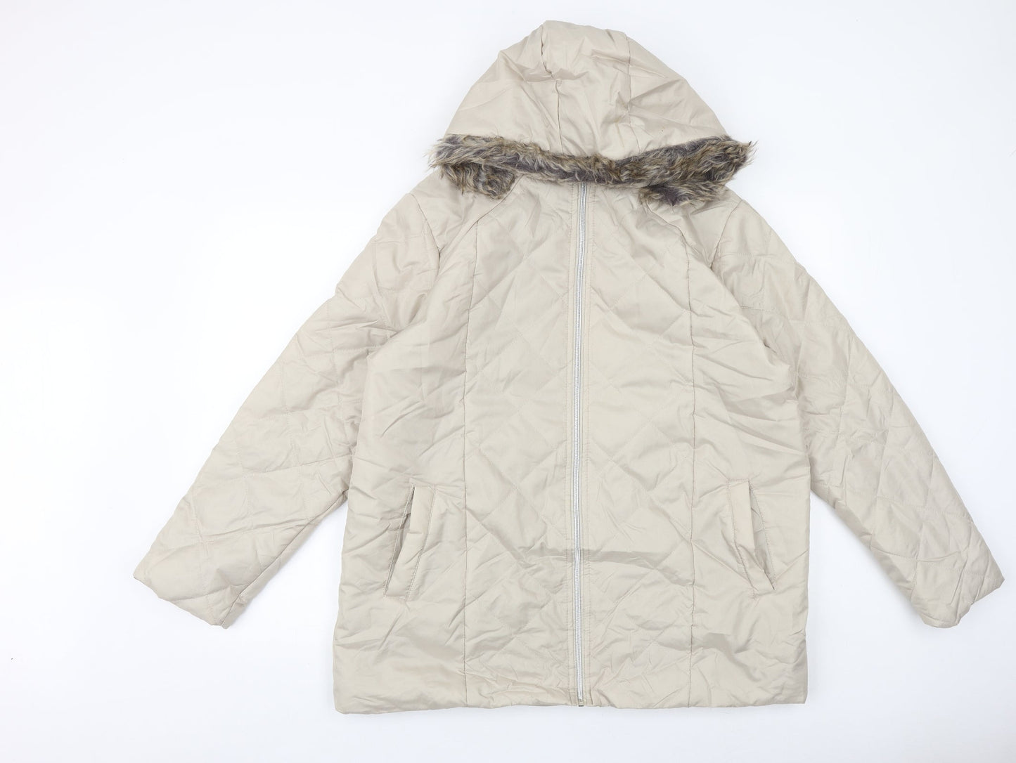 Anna De Lancay Womens Beige Quilted Jacket Size M Zip