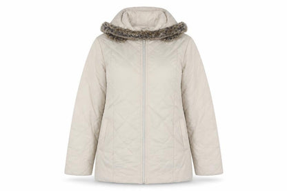 Anna De Lancay Womens Beige Quilted Jacket Size M Zip