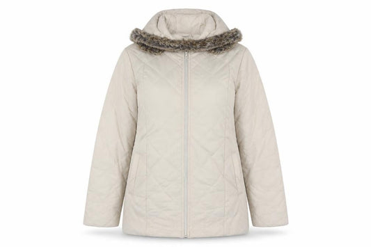 Anna De Lancay Womens Beige Quilted Jacket Size M Zip