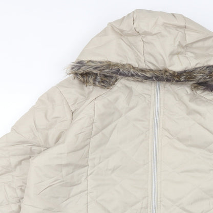 Anna De Lancay Womens Beige Quilted Jacket Size M Zip