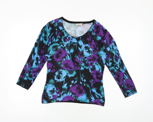 Precis Womens Multicoloured Geometric Polyester Basic T-Shirt Size XS Round Neck