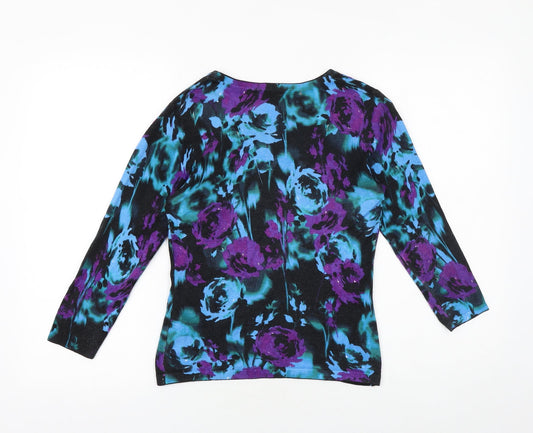 Precis Womens Multicoloured Geometric Polyester Basic T-Shirt Size XS Round Neck