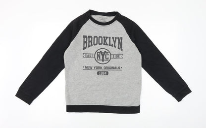 Primark Boys Grey Colourblock Cotton Pullover Sweatshirt Size 12-13 Years Pullover - Brooklyn