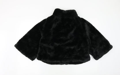 Primark Womens Black Jacket Size 12 Hook & Loop - Teddy Bear Style