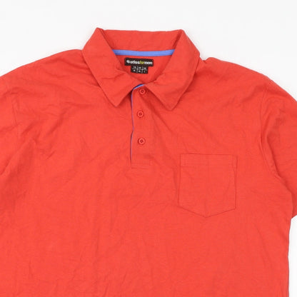Atlas for men Mens Red Cotton Polo Size L Collared Button