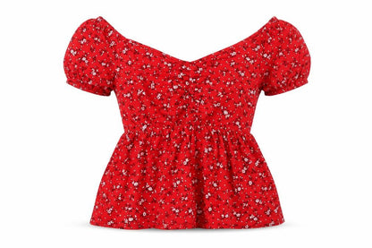 Womens UK Size 8 Boohoo Red Basic Blouse