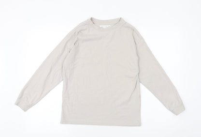 Zara Girls Beige 100% Cotton Basic T-Shirt Size 10 Years Round Neck Pullover