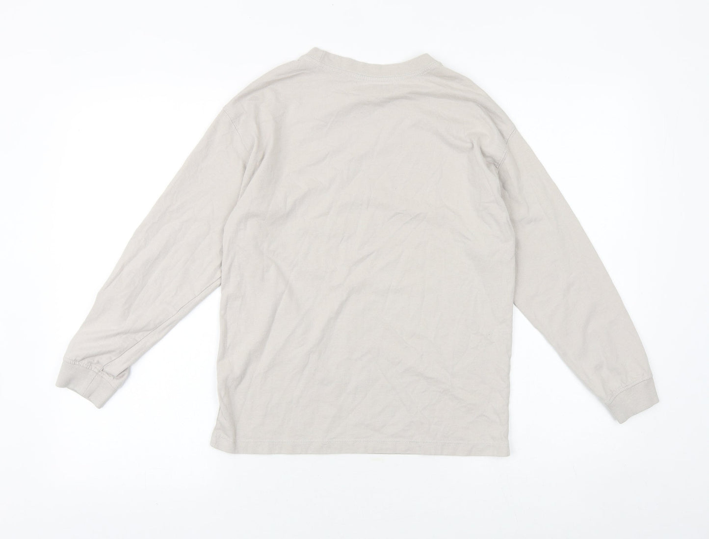 Zara Girls Beige 100% Cotton Basic T-Shirt Size 10 Years Round Neck Pullover