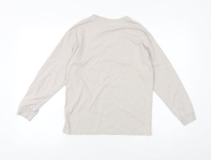 Zara Girls Beige 100% Cotton Basic T-Shirt Size 10 Years Round Neck Pullover
