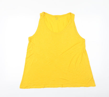 Marks and Spencer Womens Yellow Viscose Basic Tank Size 16 Scoop Neck