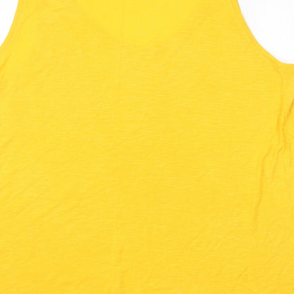 Marks and Spencer Womens Yellow Viscose Basic Tank Size 16 Scoop Neck