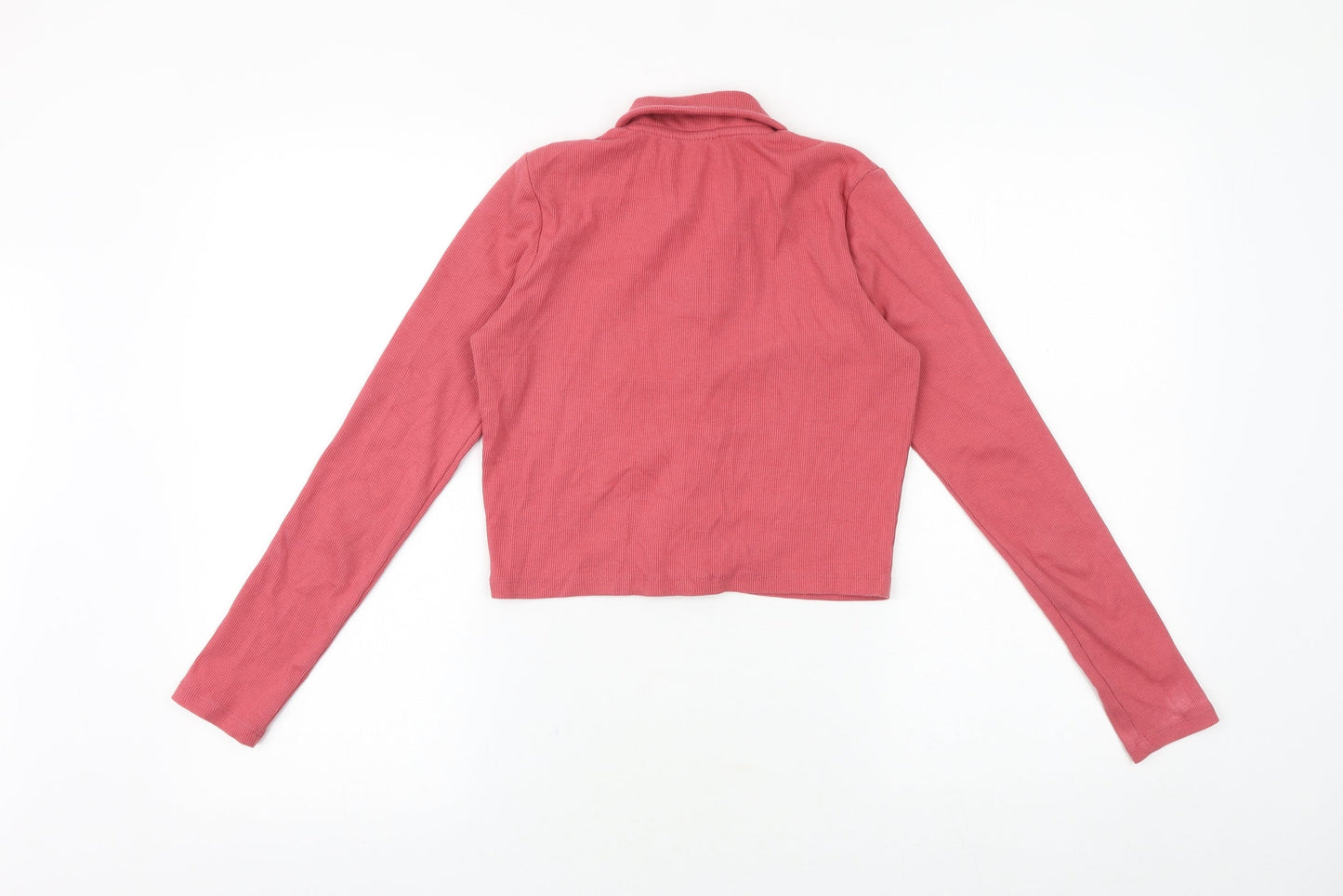 Candy Couture Girls Pink 100% Cotton Cropped Button-Up Size 15 Years Collared Button - Ribbed