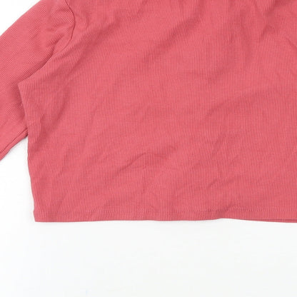 Candy Couture Girls Pink 100% Cotton Cropped Button-Up Size 15 Years Collared Button - Ribbed