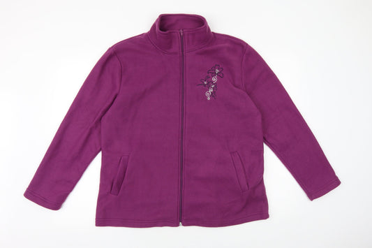 Anna De Lancay Womens Purple Jacket Size L Zip - Flower Detail