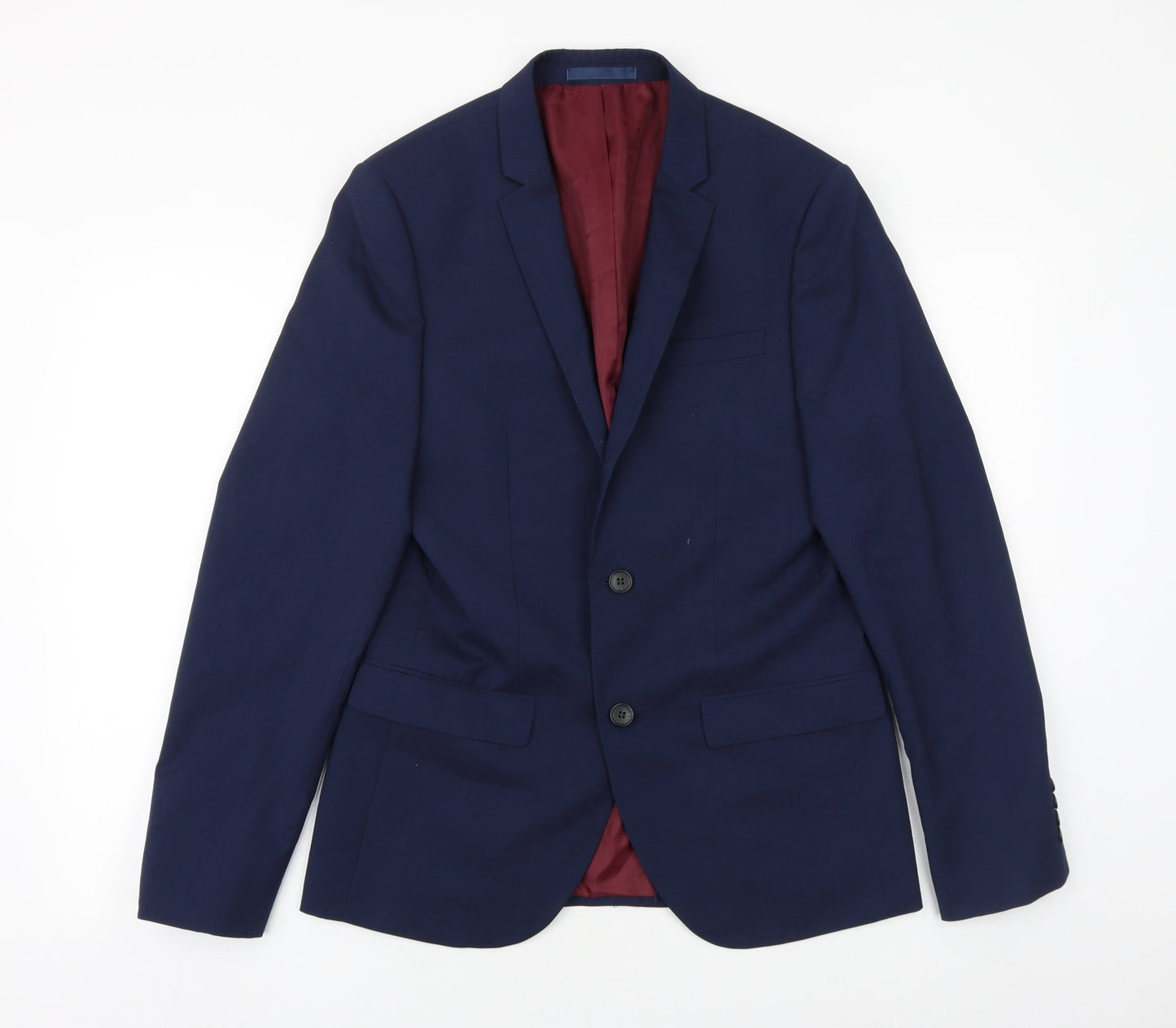 Mens UK Size 38 River Island Regular Blue Suit Jacket