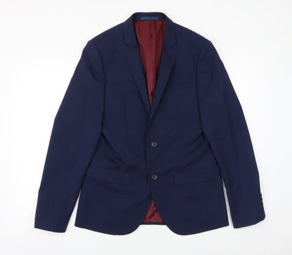 Mens UK Size 38 River Island Regular Blue Suit Jacket