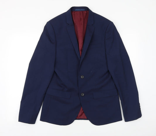 Mens UK Size 38 River Island Regular Blue Suit Jacket