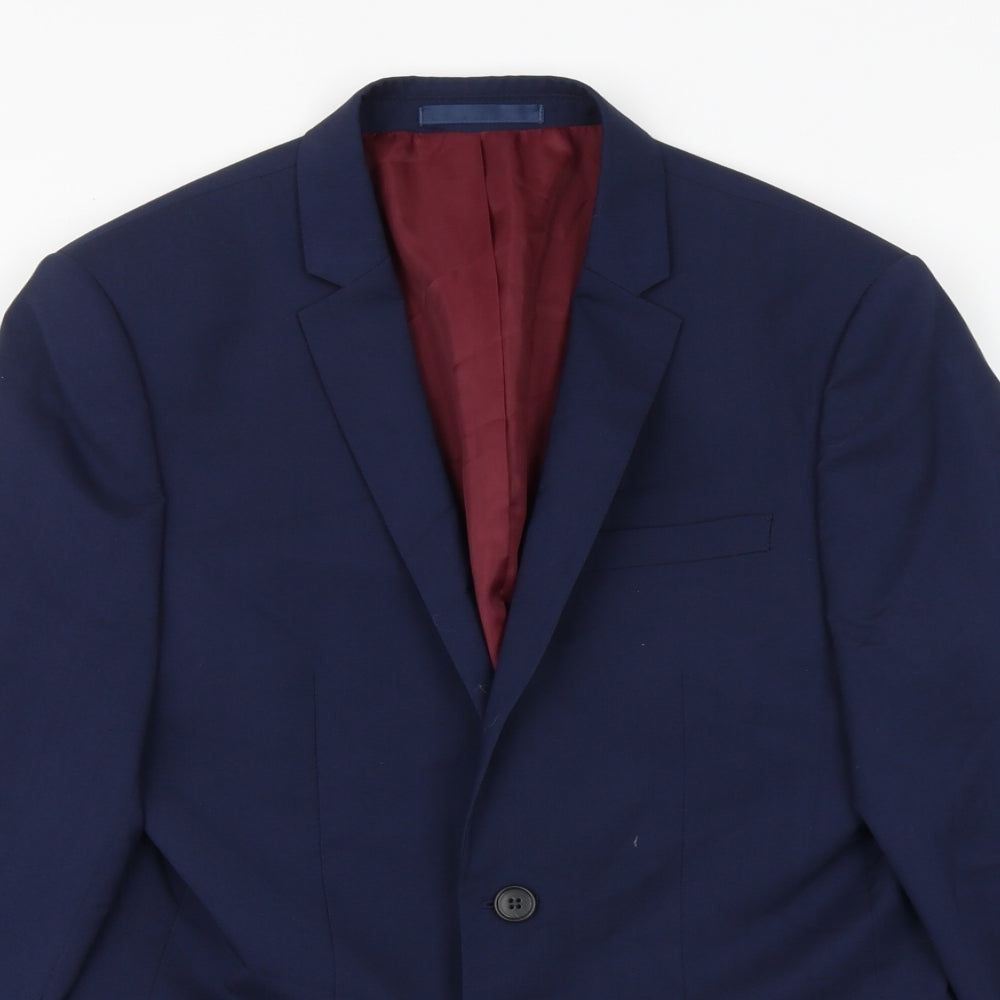 Mens UK Size 38 River Island Regular Blue Suit Jacket