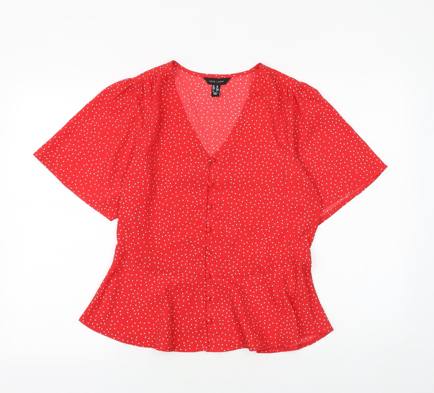 Womens UK Size 10 New Look Red Basic Blouse