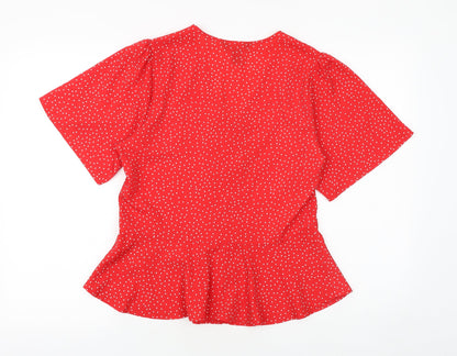 Womens UK Size 10 New Look Red Basic Blouse