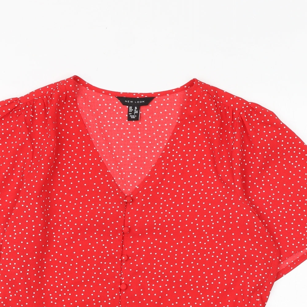 Womens UK Size 10 New Look Red Basic Blouse