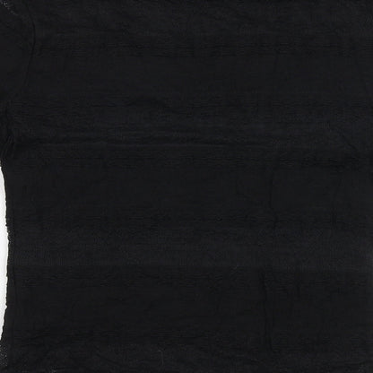 Precis Womens Black Nylon Basic T-Shirt Size XS Scoop Neck