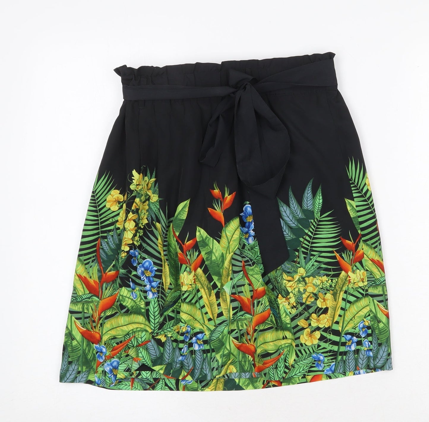 Oasis Womens Multicoloured Floral Polyester A-Line Skirt Size 8 Tie