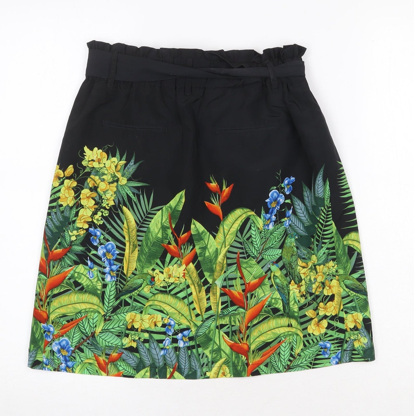 Oasis Womens Multicoloured Floral Polyester A-Line Skirt Size 8 Tie