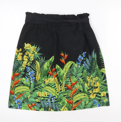 Oasis Womens Multicoloured Floral Polyester A-Line Skirt Size 8 Tie