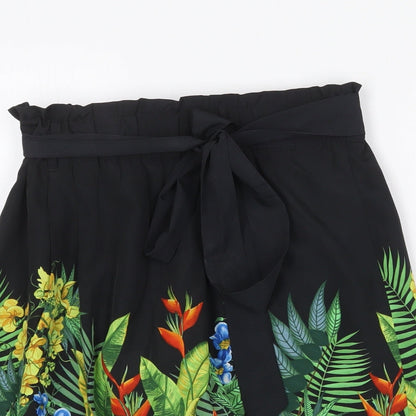 Oasis Womens Multicoloured Floral Polyester A-Line Skirt Size 8 Tie