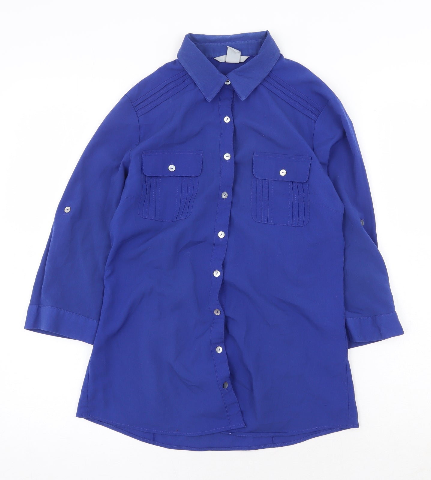 Womens UK Size 6 H&M Blue Basic Button-Up