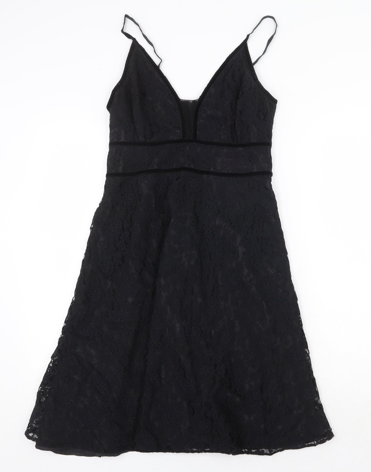 Gantos Womens Black Floral Viscose A-Line Size 8 V-Neck Zip