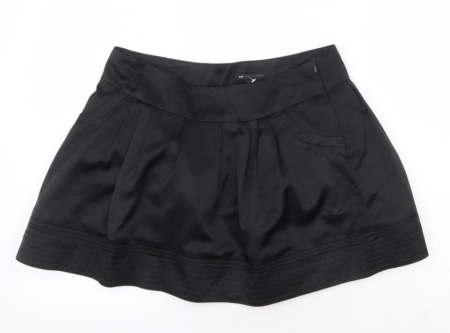 MNG Womens Black Polyester Skater Skirt Size 12 Zip