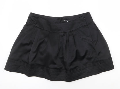 MNG Womens Black Polyester Skater Skirt Size 12 Zip