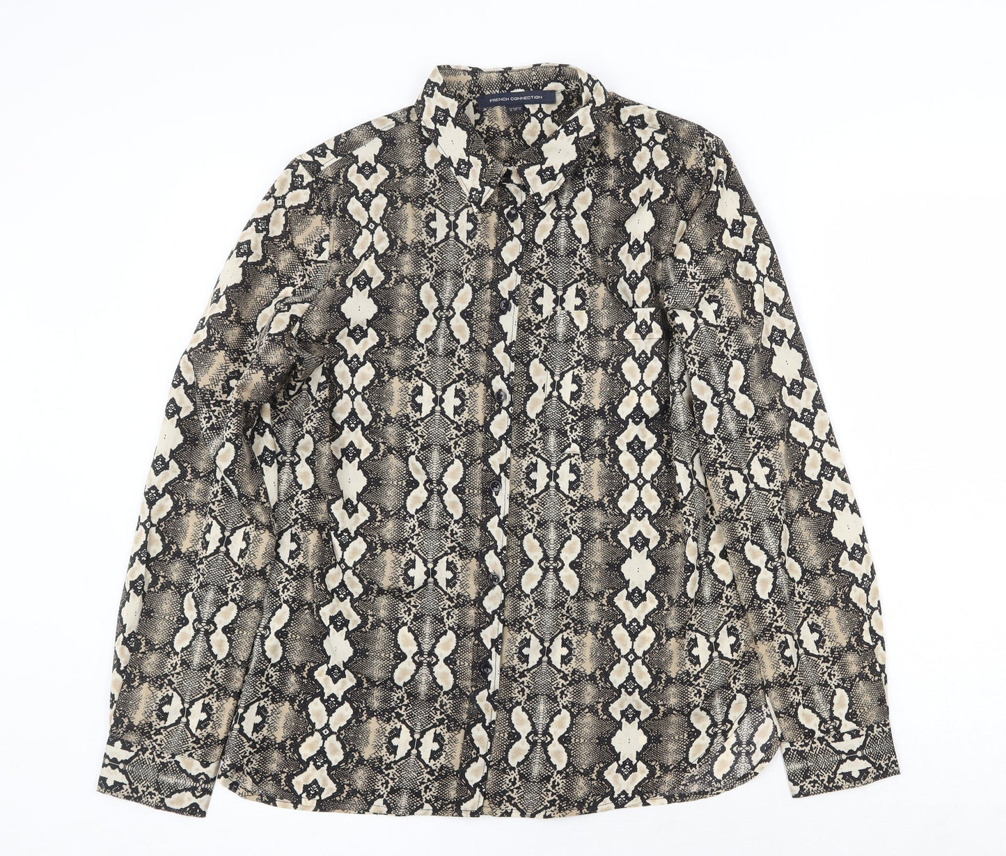 Womens UK Size 8 French Connection Brown Basic Button-Up