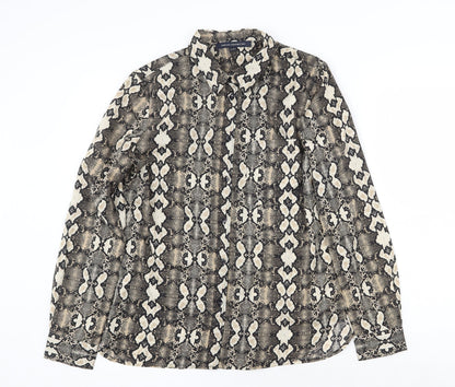 Womens UK Size 8 French Connection Brown Basic Button-Up